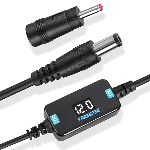 FARSENSE USB DC 5V to 12V Step Up Power Cable(3FT),USB C to DC 12V Adapter with DC Jack 5.5 x 2.5mm(Compatible with 5.5 x 2.1) and 3.5 x 1.35mm…