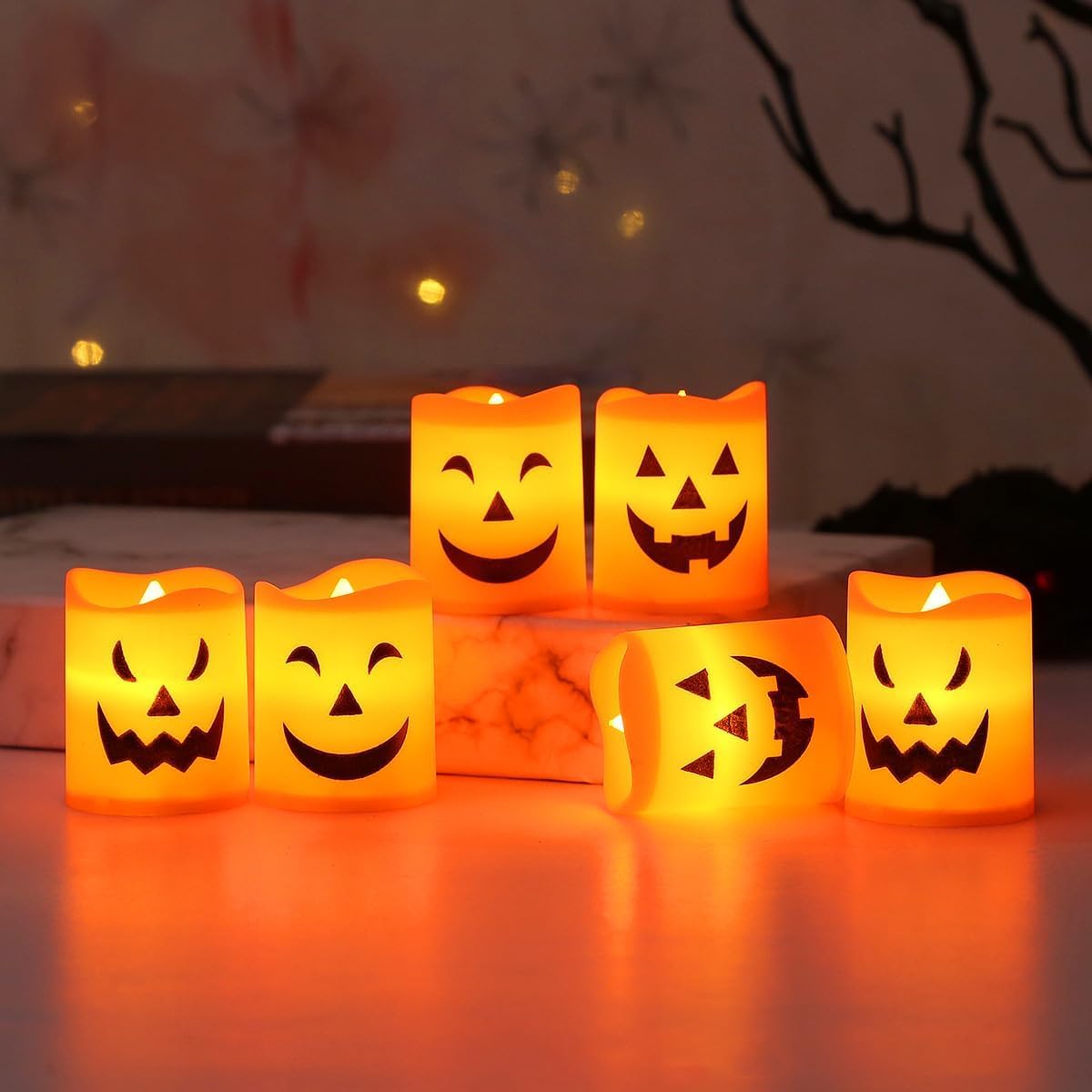 Halloween Flameless Candles,Mingkeda Halloween Party Lamp Decoration, Artificial Candle Lights (6 Candle Lights)