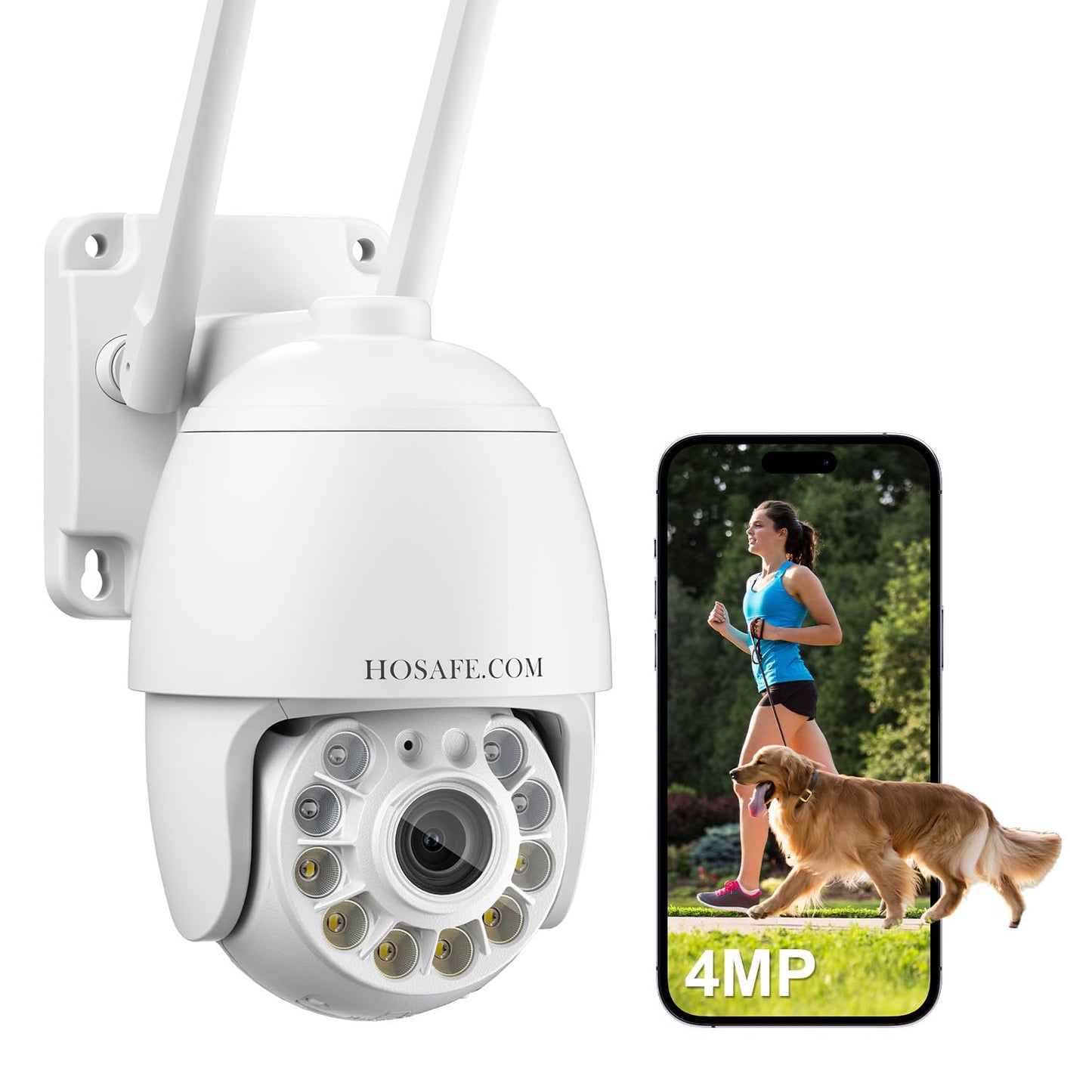 Plug-in Cameras for Home Security 4MP HD, Hosafe WiFi Security Cameras Wireless Outdoor, Outdoor Camera Wireless, Motion Detection, Pan Tilt Auto