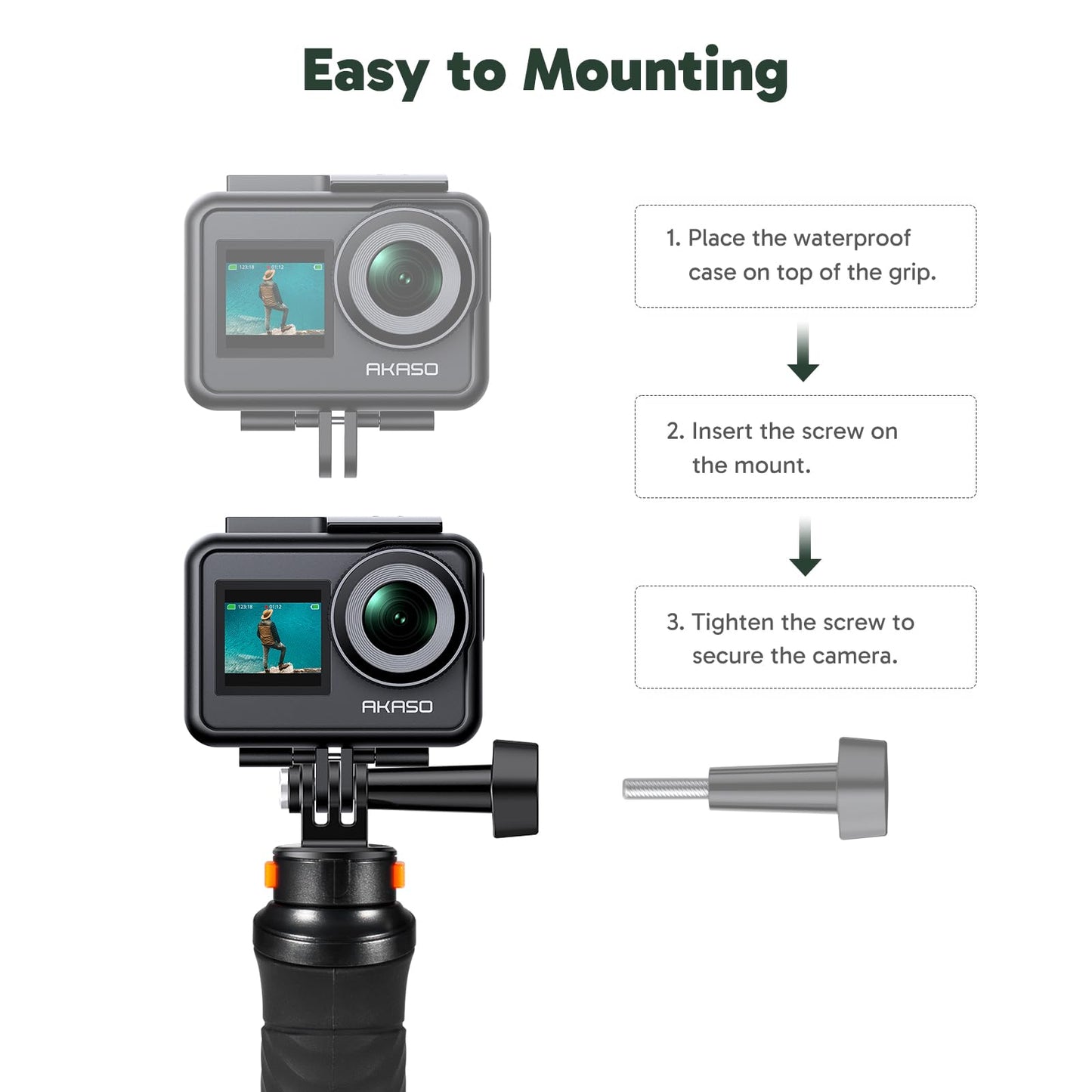 AKASO Waterproof Floating Hand Grip Action Camera Accessories for Gopro Hero 13/12/11/10/ 9/Max/DJI Osmo Action EK7000/Brave 4/Brave 7 LE/Brave 7