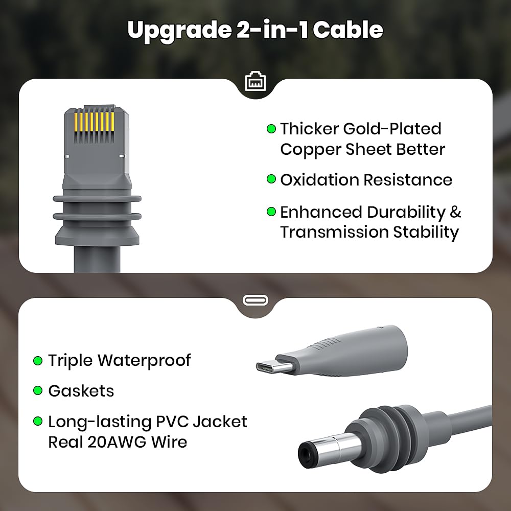 XTAR Starlink Mini Cable 2 in 1, 16.4FT/5M DC/USB C Charging + RJ45 Ethernet Cable for Starlink Mini Power Supply Waterproof