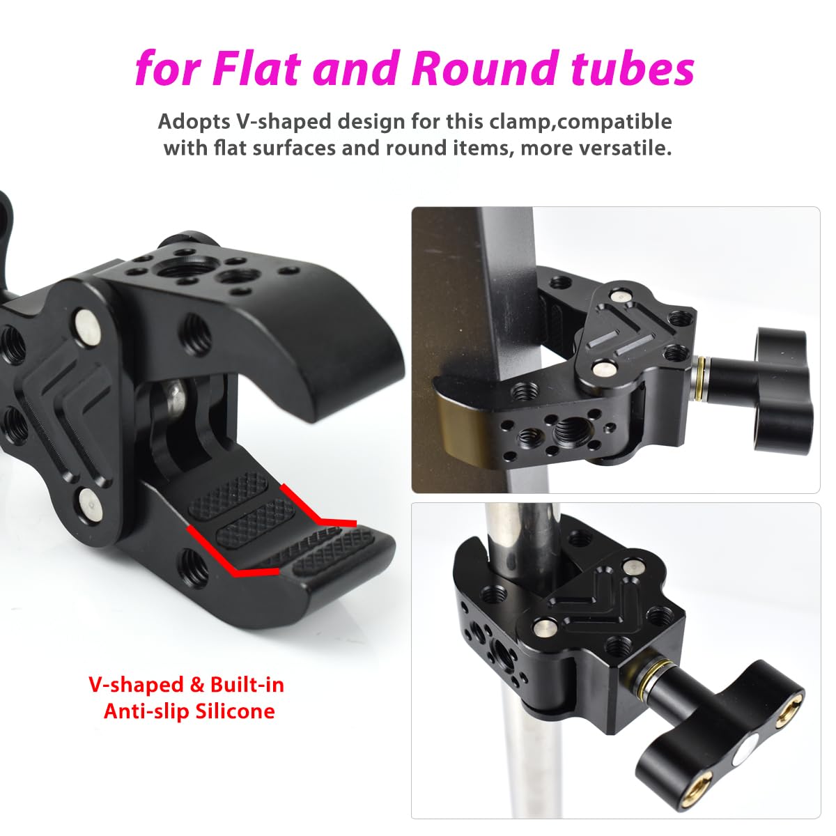 Akeipho Super Clamp with 1/4" 3/8" Threads, Camera Clamp Mount for LED Lights,Magic Arm, Mic, Wireless Flash Receivers, Triggers, Photography