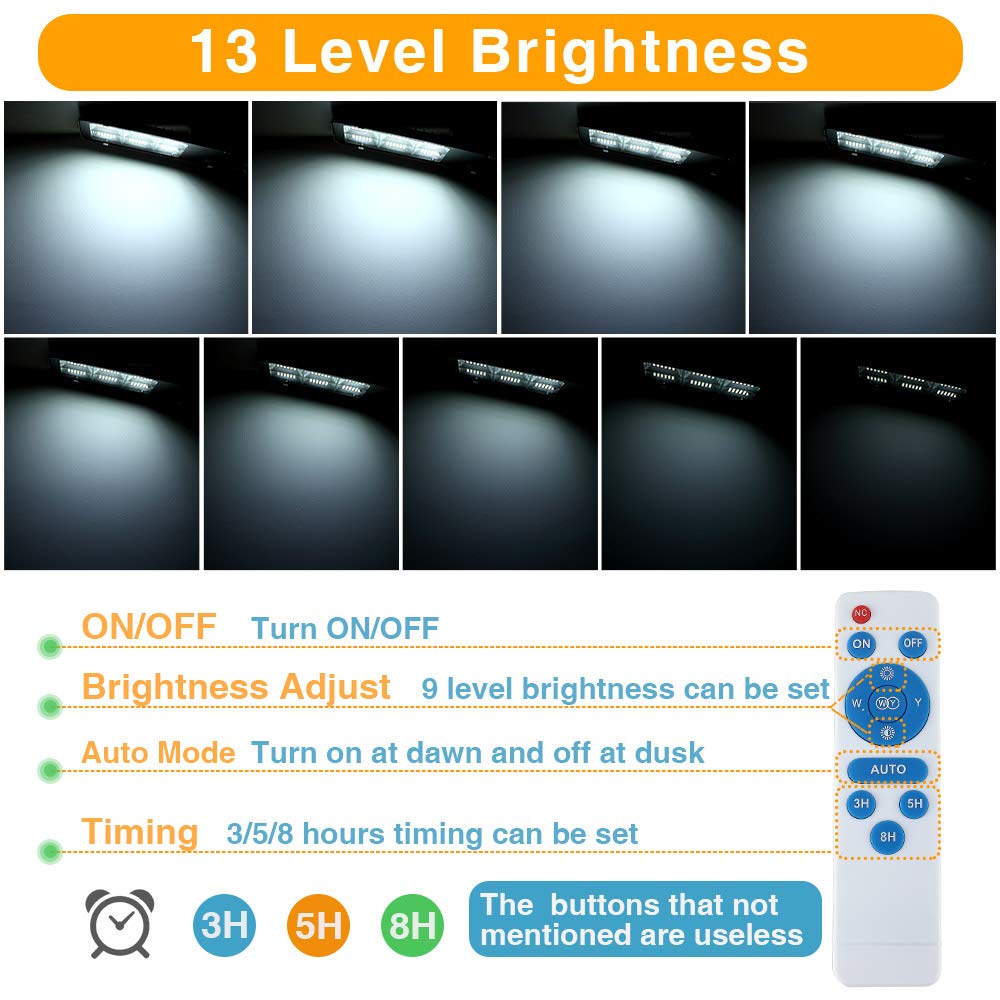 DENGMALL 6000W LED Solar Street Lights Outdoor, Dusk to Dawn Security Flood Light with Remote Control & Pole, Wireless, Waterproof, Perfect for Yard