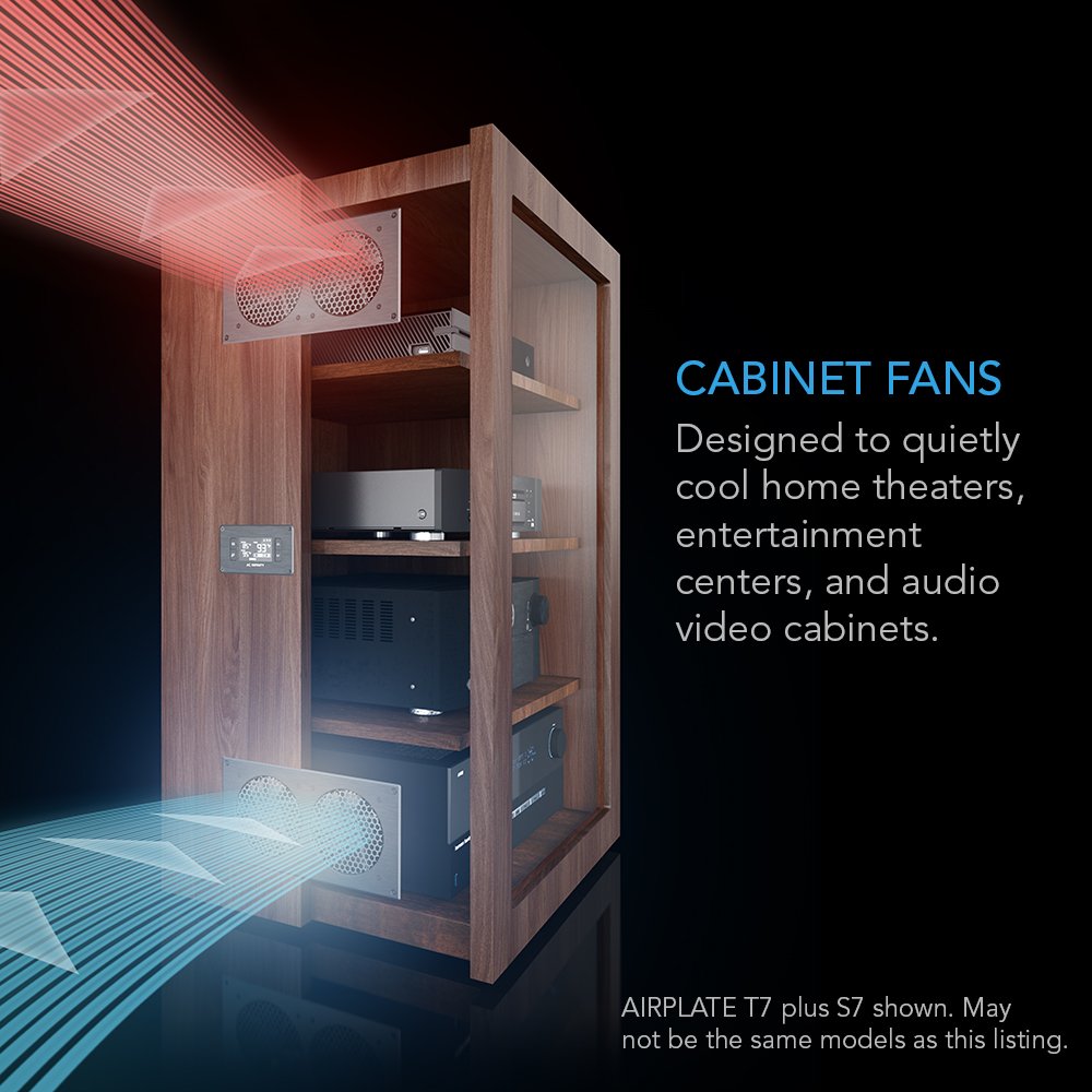 AC Infinity AIRPLATE T9, Quiet Cooling Fan System 18" with Thermostat Control, for Home Theater AV Cabinets