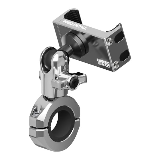 Tackform Chrome Motorcycle All Metal Phone Mount - 20MAXX Spring Cradle | Universal Clamp Fits 7/8" to 1-1/4" Handlebars | Aluminum | Compatible