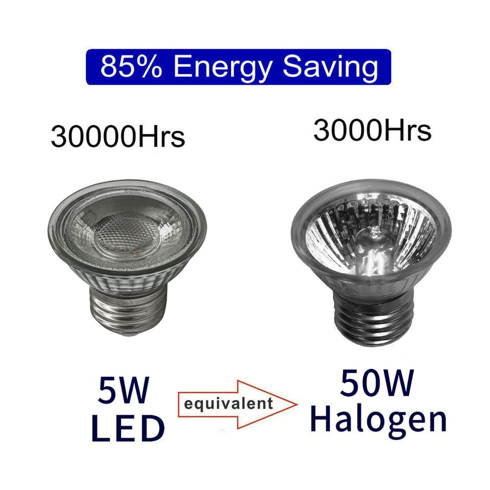 Full Glass PAR16 LED Spotlight Bulbs Dimmable 5W(50W Equivalent),Short Neck HR16/PAR16 Flood Light,Warm White 3000K,Narrow Beam Angle Track
