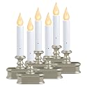 Xodus Innovations FPC1221P-R6 Battery Operated LED Dusk to Dawn Window Candle with Amber Steady On or Flicker Flame,Pewter/Silver Pack of 6