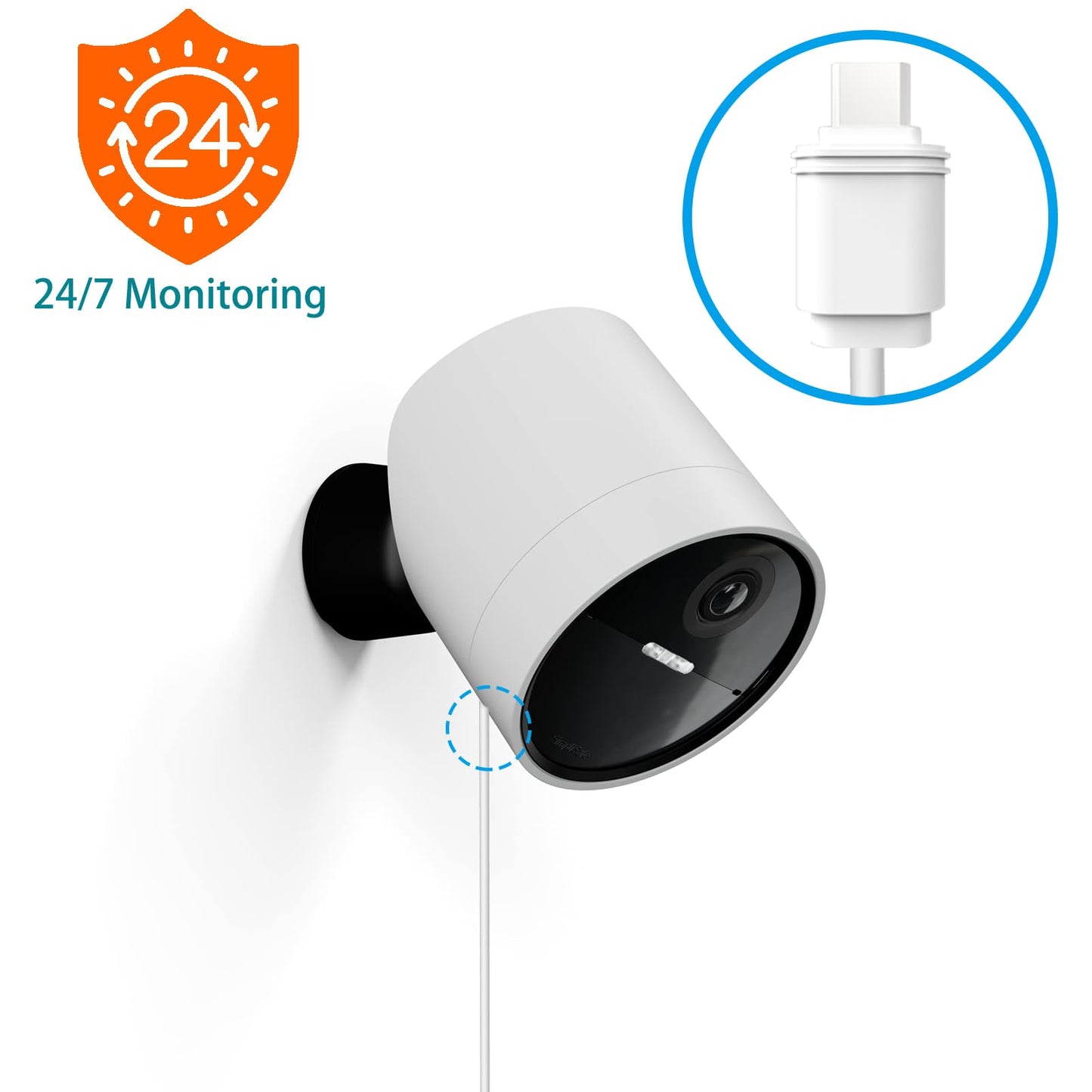 Shyueda 25ft/7.6m Weatherproof Outdoor Charging Micro-USB Head Cable for SimpliSafe Outdoor Security Camera Only (1)