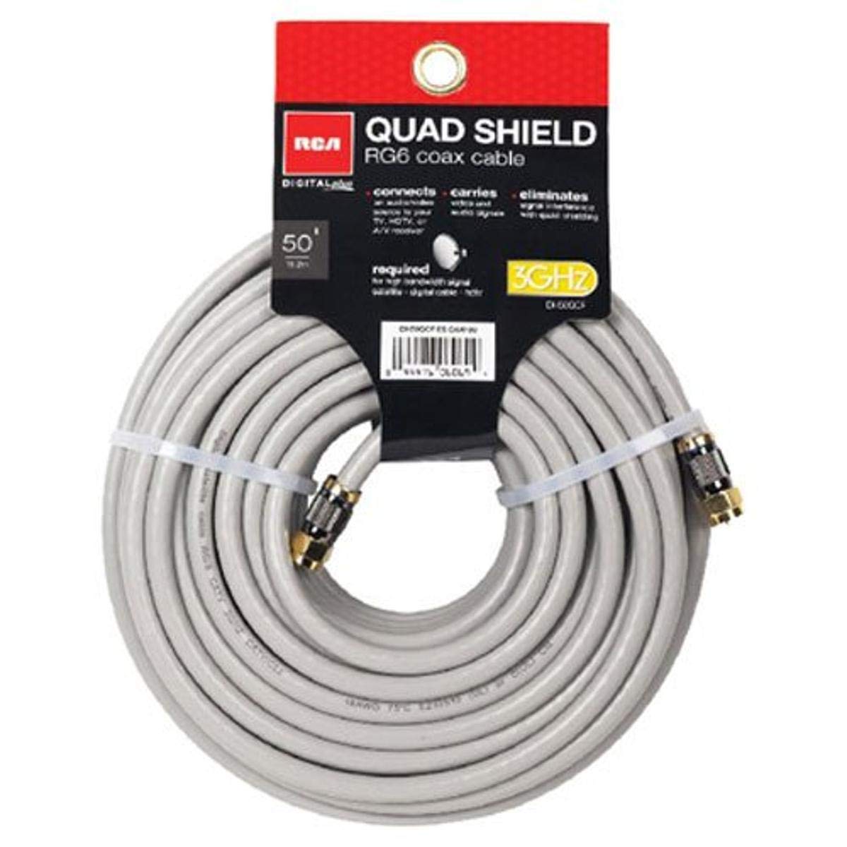 RCA 50-Feet Quad Shield Coax Cable (DH50QCF) Black