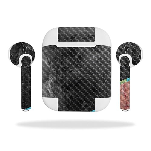 MightySkins Carbon Fiber Skin for Apple Airpods - Abstract Wood | Protective, Durable Textured Carbon Fiber Finish | Easy to Apply, Remove…