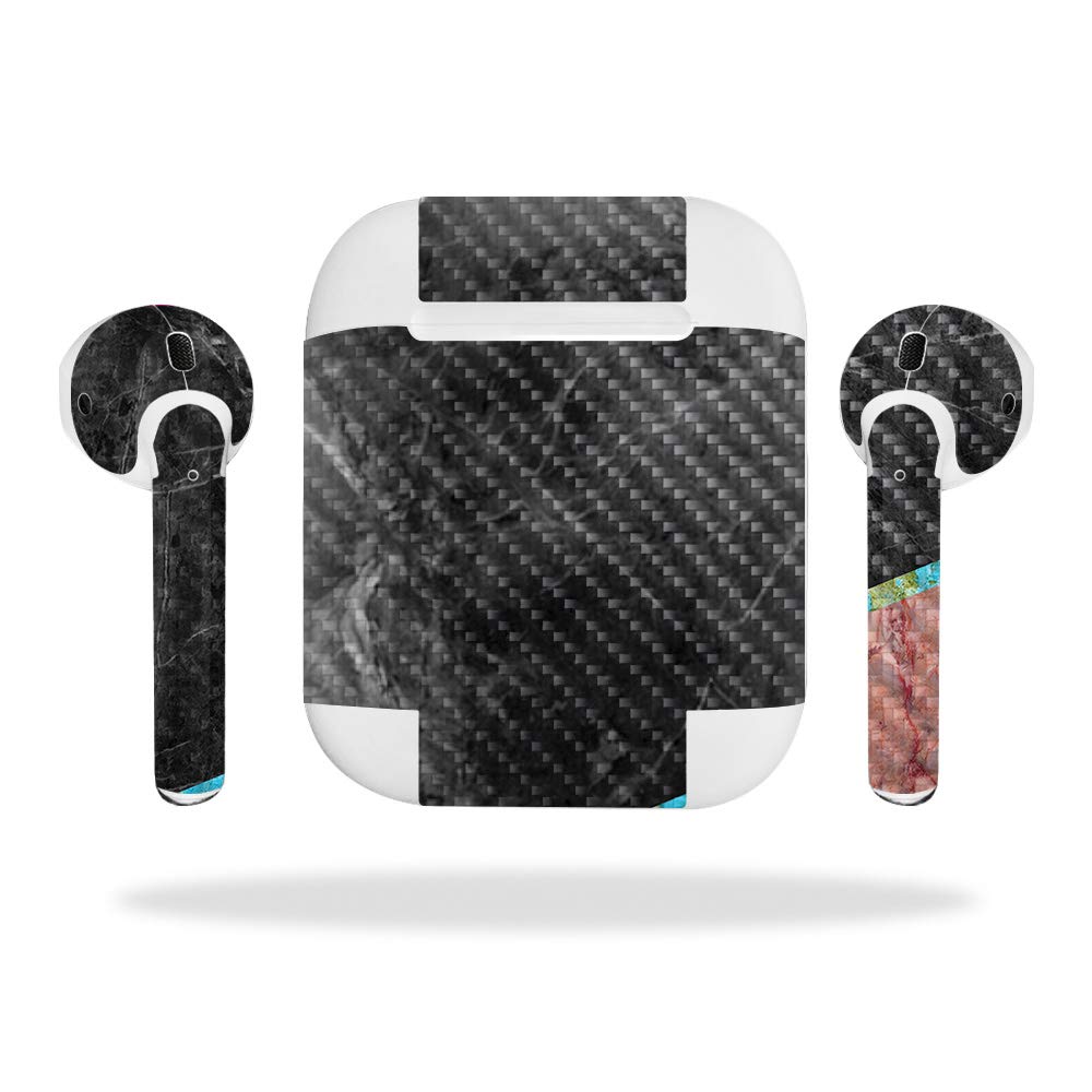 MightySkins Carbon Fiber Skin for Apple Airpods - Abstract Wood | Protective, Durable Textured Carbon Fiber Finish | Easy to Apply, Remove…