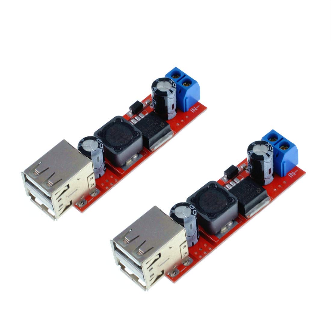Oiyagai 2Pcs DC to DC Voltage Regulator Step Down Power Supply Buck Converter Module 6-40V to 5V 3A Dual USB Port Output