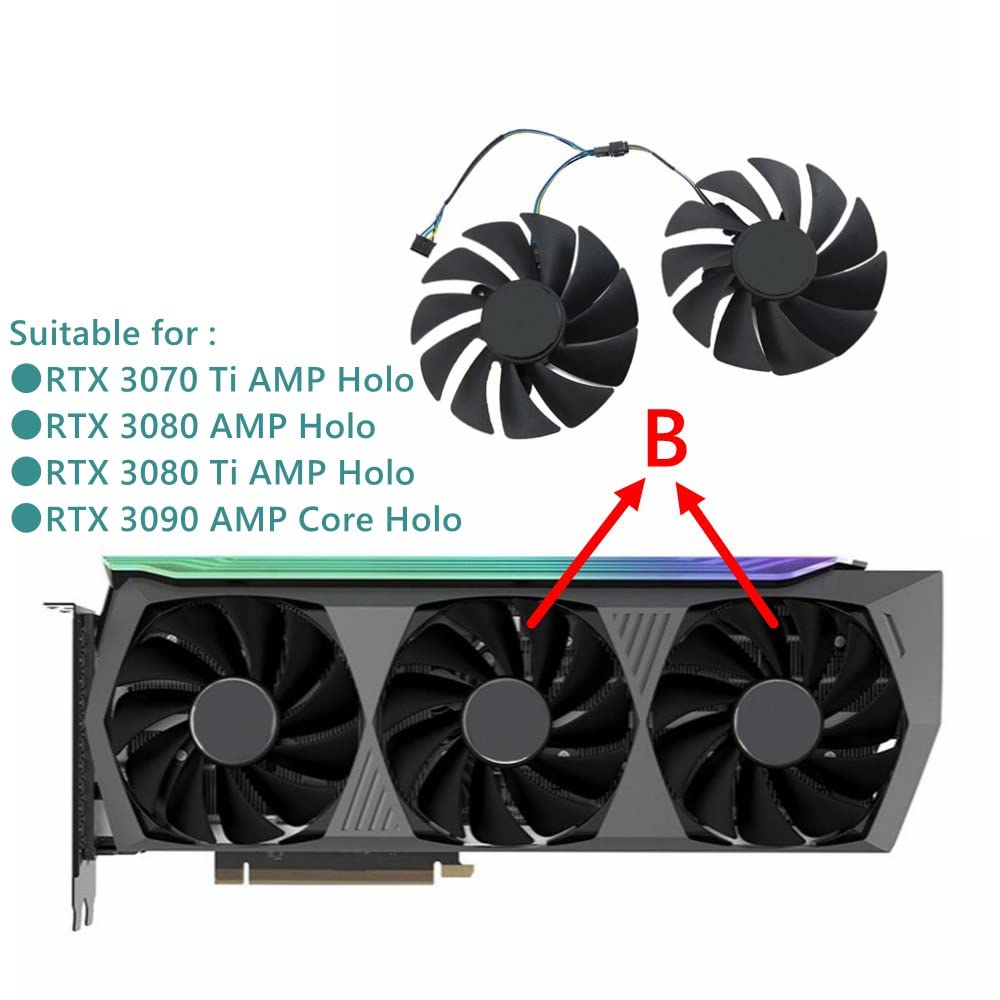 Rakstore GA92S2U 88mm Graphics Card Cooling Fan Replacement for ZOTAC RTX 3080 3080 Ti 3090 3070 Ti AMP Holo Quiet Cooler Fan (B)