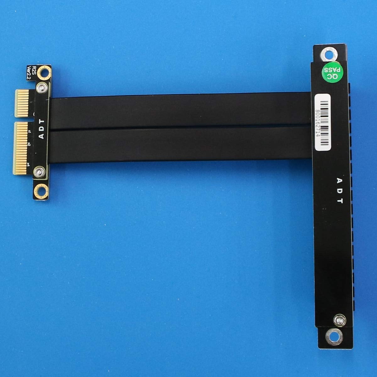 ADT-LINK PCI-E x4 x16 Extension Riser 16x 4X PCIe3.0 GTX1080Ti Graphics SSD RAID Card Extender Conversion Cable Angled 1U PCI-Express (15CM)
