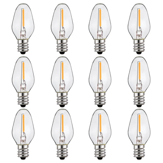 ZwwYvv C7 LED Night Light Bulbs, E12 Candelabra Base 0.6 Watt LED Light Bulbs for Window Candles/Chandeliers/Night Lights,12 Packs, Waterproof,Warm