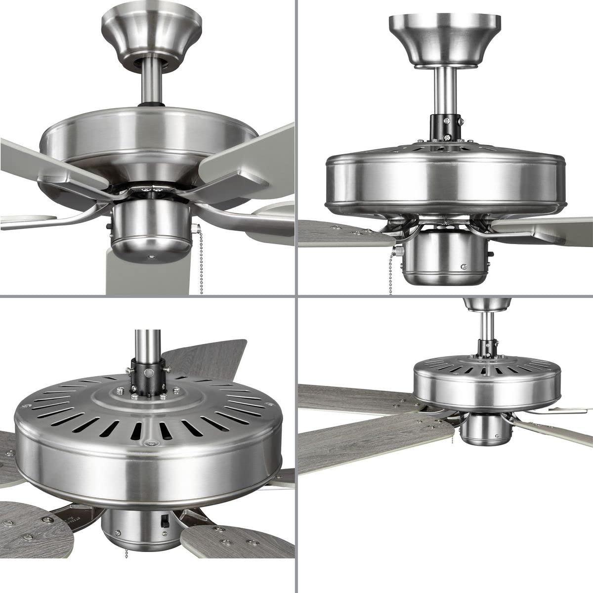 Progress Lighting P250084-009 AirPro 52-Inch AC Motor 5-Blade Ceiling Fan, 52x52x12.5 in, Transitional, Brushed Nickel