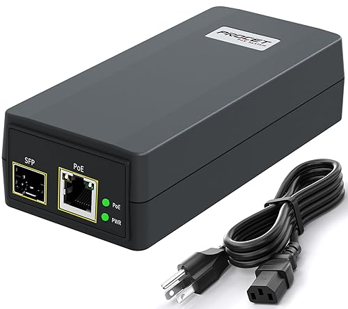 PROCET SFP Fiber PoE Injector 15.4W/ 30W IEEE802.3at Gigabit SFP/ Uplink PoE Ethernet Adapter for eero PoE 6/ 7, UniFi U6+, U6 PRO, G5/ G6 Pro, AI