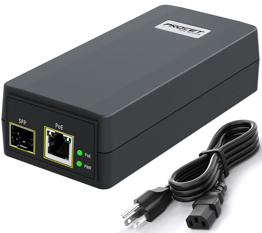 PROCET SFP Fiber PoE Injector 15.4W/ 30W IEEE802.3at Gigabit SFP/ Uplink PoE Ethernet Adapter for eero PoE 6/ 7, UniFi U6+, U6 PRO, G5/ G6 Pro, AI
