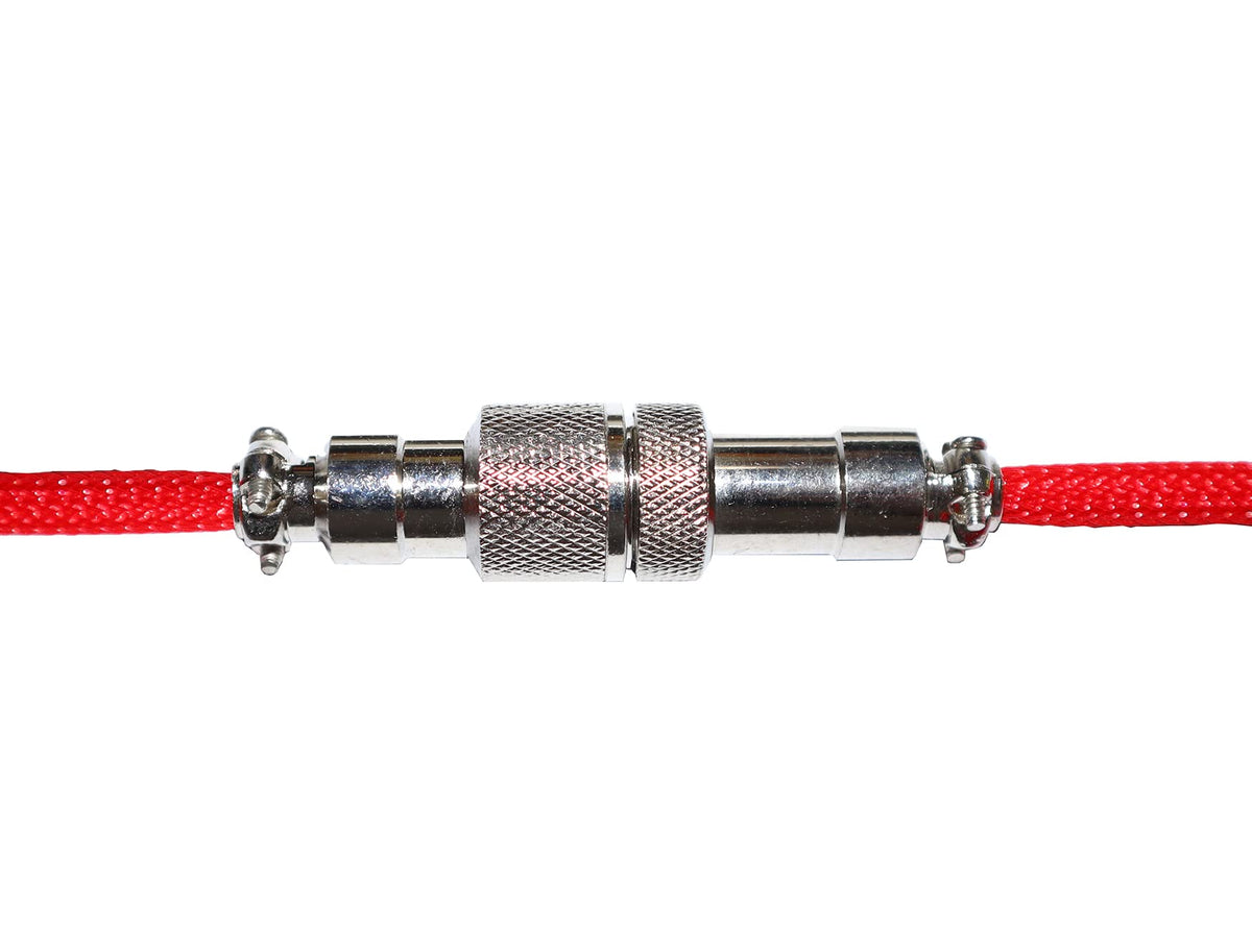 Glacier Premium Durable Quality Braided USB-C to USB-A Coiled Cable with Detachable Metal Aviator Connector Plug for Mechanical Keyboard (Red)
