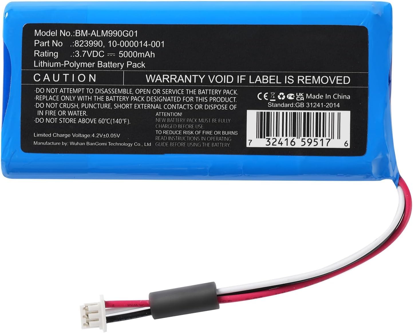 Ejjinenbby 3.7V 5000mAh 823990 2GIG GC3e Battery Replacement for 2GIG GC3e Panel SP1-GC3 GC3 Panel,10-000014-001