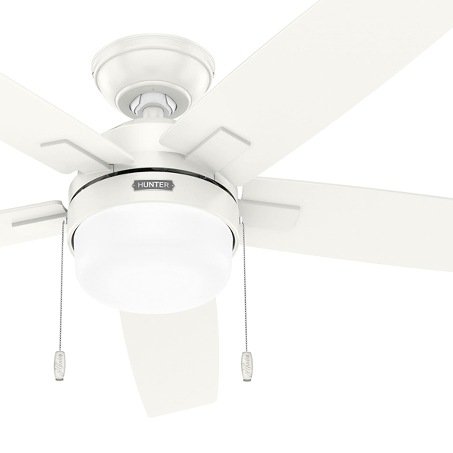 Hunter Fan 52 Inch Contemporary Fresh White Finish Indoor Ceiling Fan with LED Light Kit and Pull Chain (Renewed)