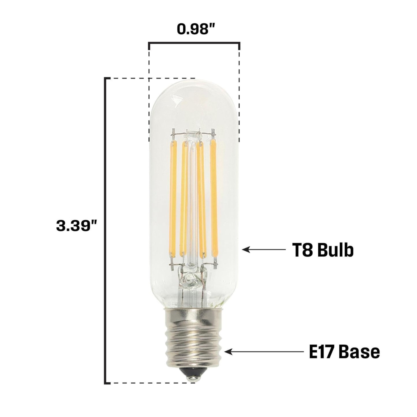 Westinghouse Lighting 5336020 5 Watt (60 Watt Equivalent) T8 Dimmable Clear Filament LED Light Bulb, Intermediate Base, 6 Pack