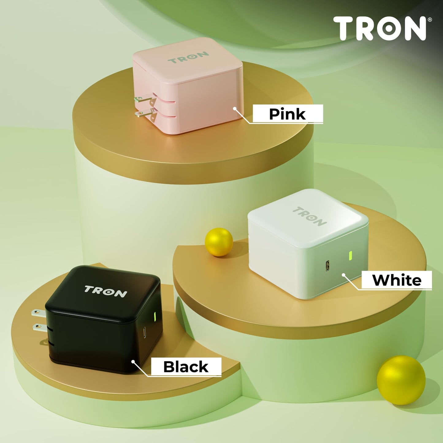 Tron 25W Power Adapter, Black, High-Powered USB Type-C Charging Adapter, Perfect for Home, Office or On-The-Go Use (Black),TR36