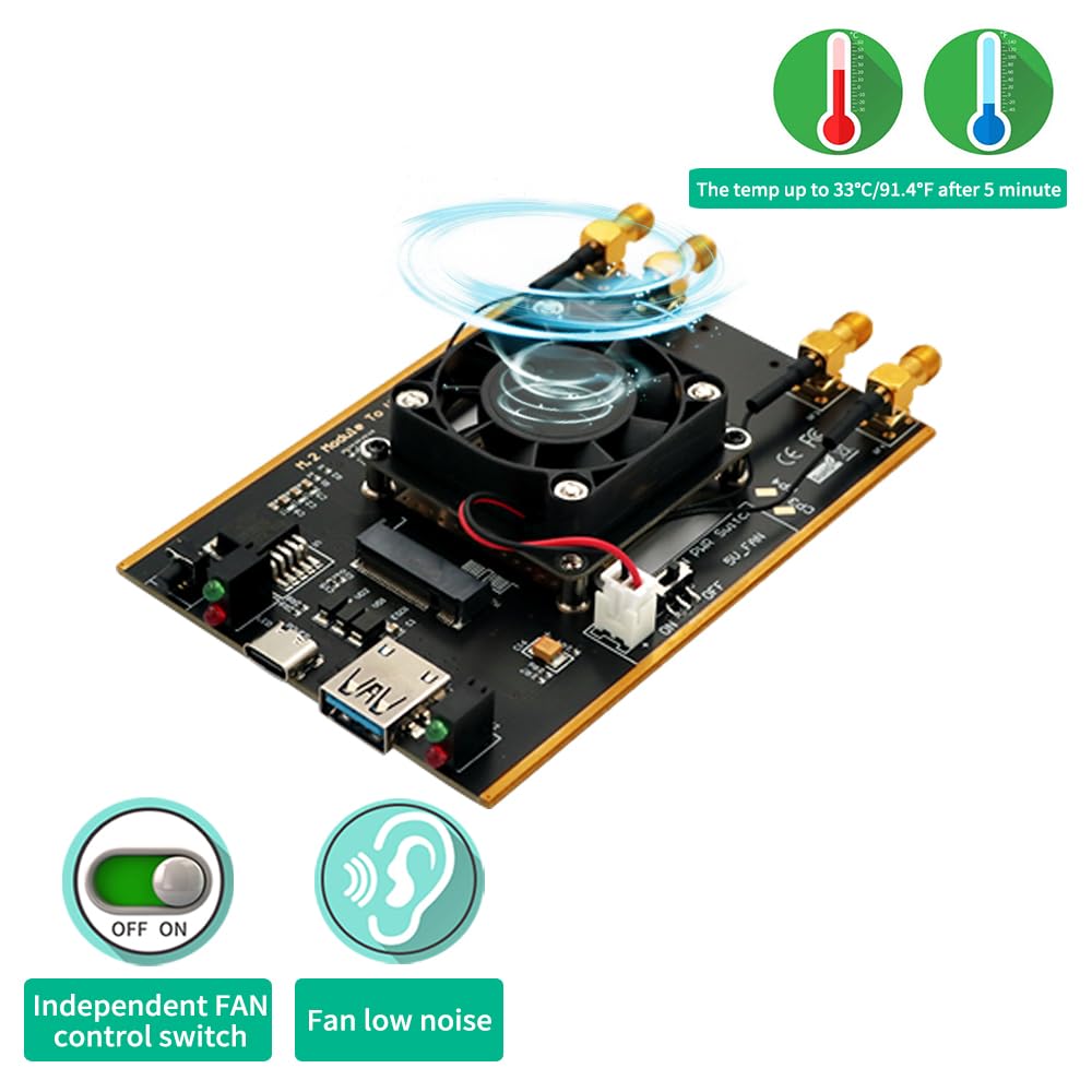 HLT NGFF(M.2) 4G/5G Module to USB 3.0 Adapter with Auxiliary Power and Cooler Fan