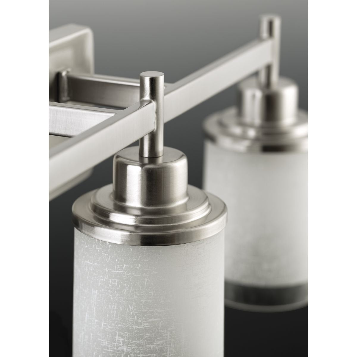 Progress Lighting Alexa Collection 3-Light Etched Linen with Clear Edge Glass Modern Bath Vanity Light Brushed Nickel