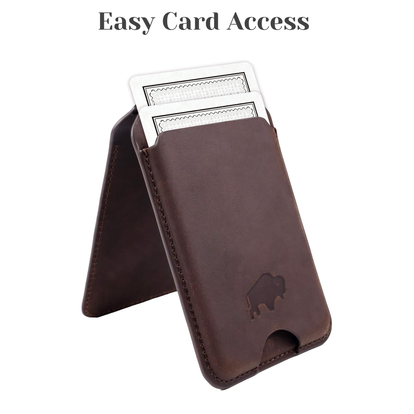 BLACKBROOK for MagSafe Wallet with Stand - Baron Full Grain Leather Slim Card Holder - Holds up to 4 Cards or IDs, Strong Magnetic Attachment, Soft