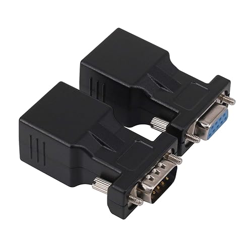 RJ45 to RS232 Adapter, Yeworth 1Pcs Male 1Pcs Female DB9 9-Pin Serial Port to RJ45 Female Network Cat5/6 LAN Ethernet Coupler Extender Adapter (1 Male