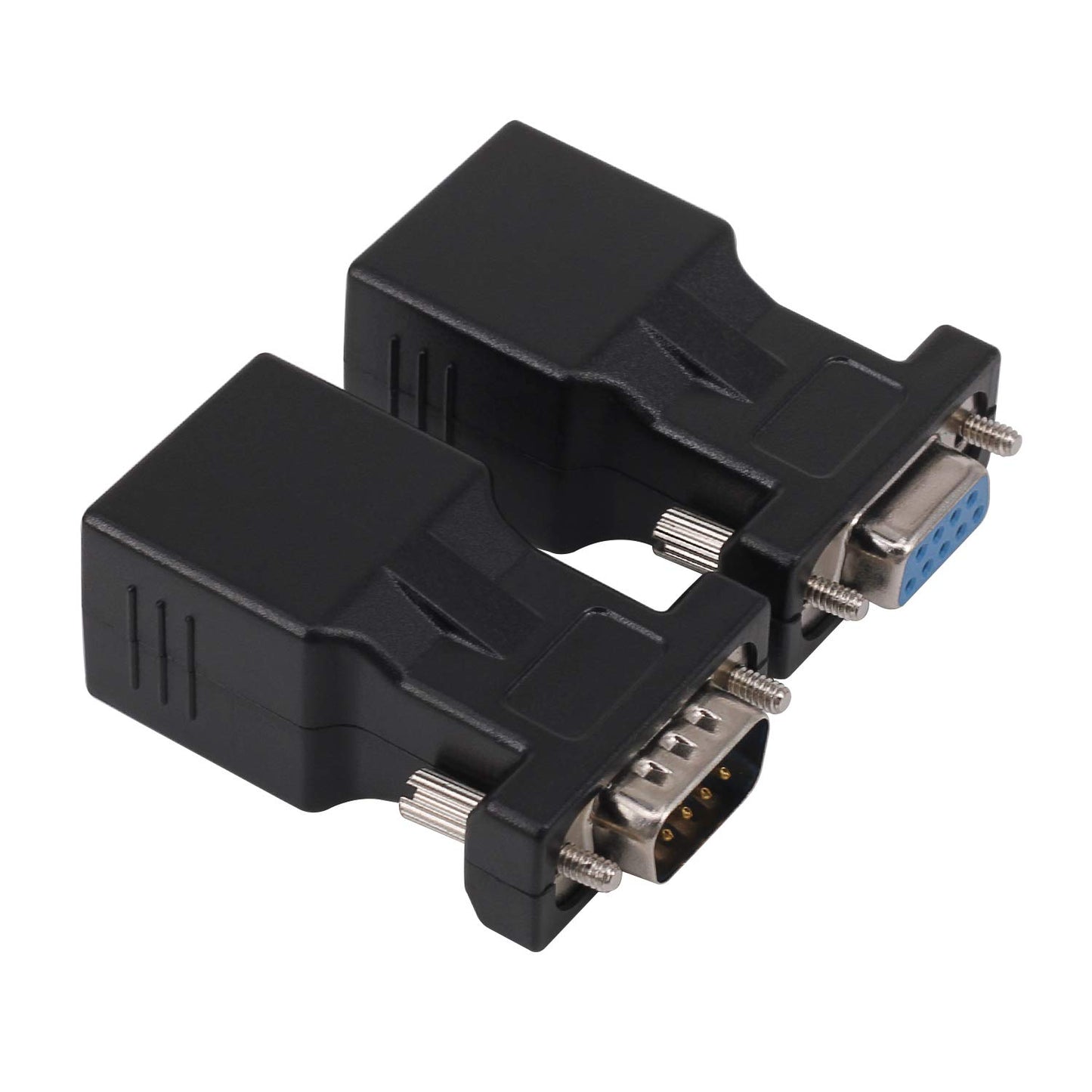RJ45 to RS232 Adapter, Yeworth 1Pcs Male 1Pcs Female DB9 9-Pin Serial Port to RJ45 Female Network Cat5/6 LAN Ethernet Coupler Extender Adapter (1 Male