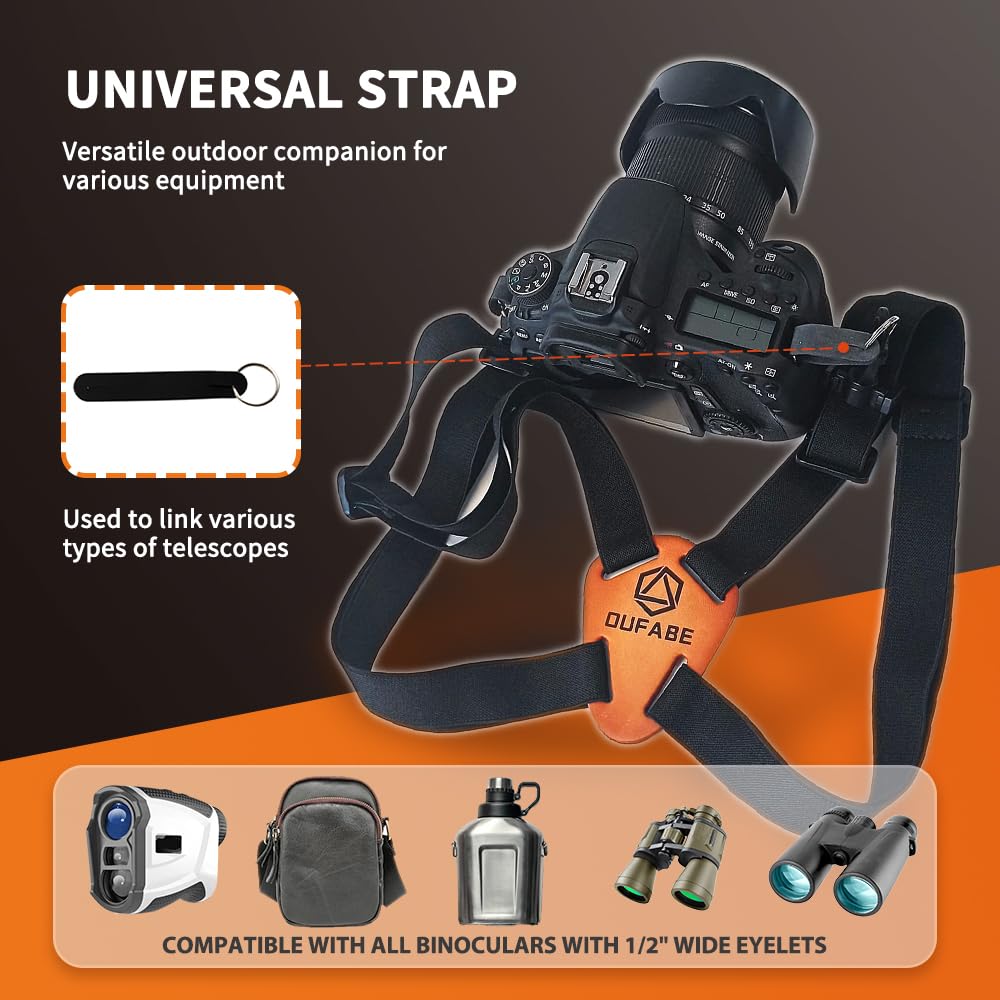 OUFABE Binocular Harness Strap, X-shaped Adjustable and Deluxe Bino Chest Straps for Hunting, Fits for Carrying Binocular, Cameras, Rangefinders