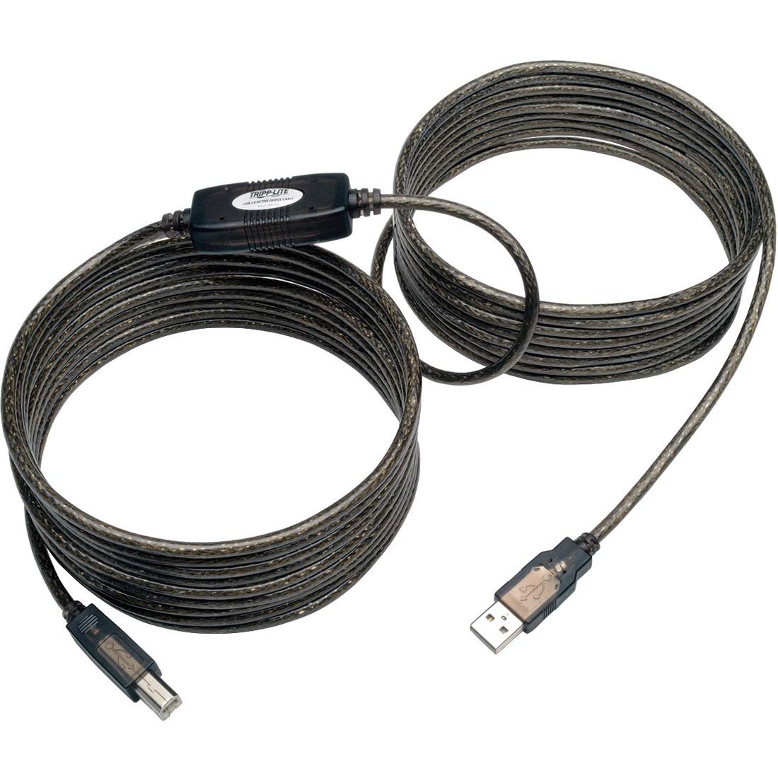 Tripp Lite Eaton USB 2.0 Hi-Speed A/B Active Repeater Cable (M/M) 25-ft. (U042-025) Silver