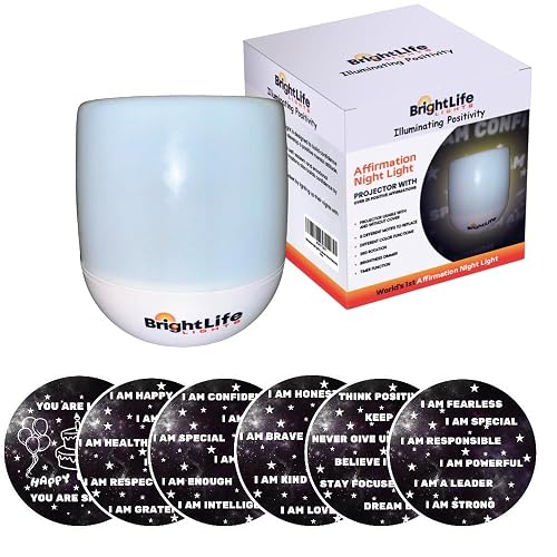 Affirmation Night Light Projector for Kids Boys Girls Light Projector with Daily Affirmations, Interchangeable Films, 360 Degree Rotating Positive