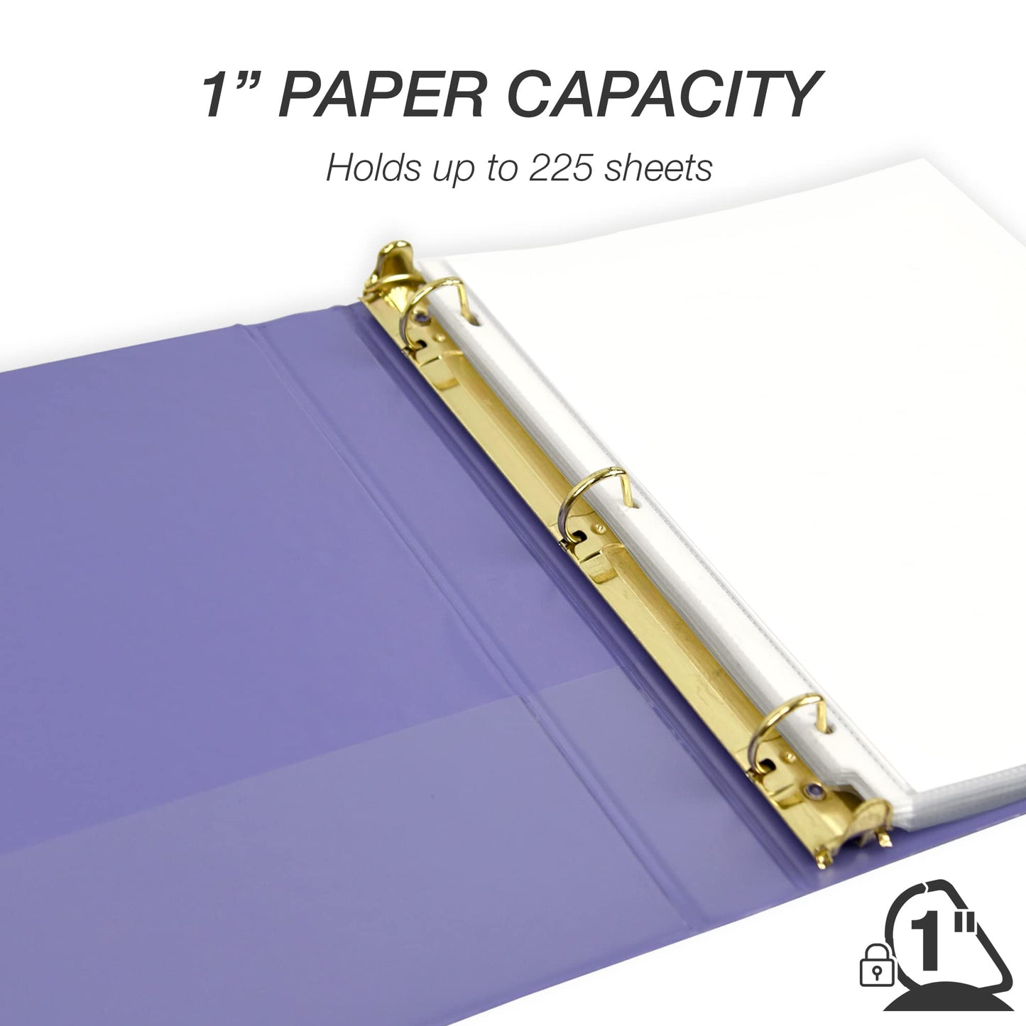 Samsill Durable 1 inch 3 Ring Binder, 100% Recycled Chipboard, Lilac