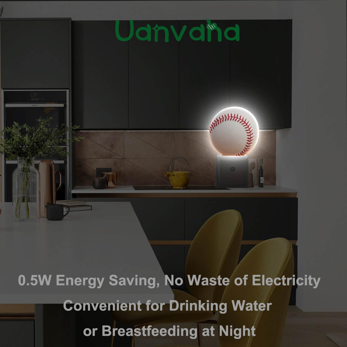 Uanvaha Home Baseball Decorative Night Light Sports Theme White and Red Baseball Laces Softball Laces Night Lights Plug into Wall with Dusk to Dawn