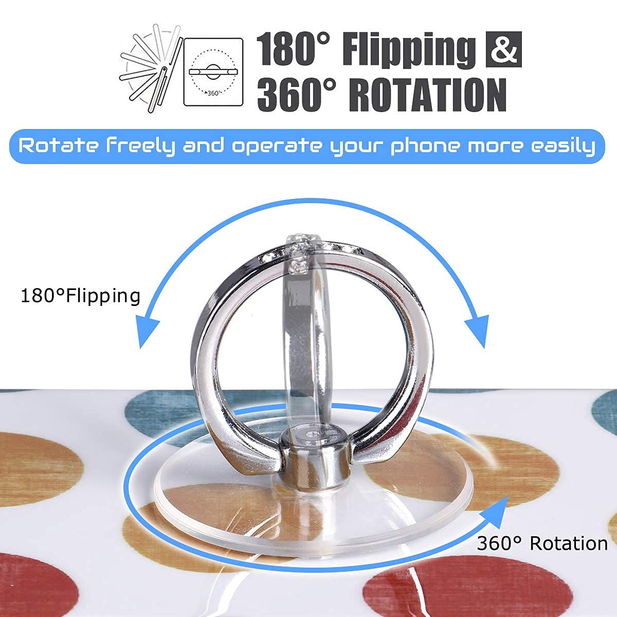 Transparent Phone Ring Holder Grip - EI Sonador Clear Cell Phone Ring Stand Holder Finger Grip Kickstand 360° Rotation, Compatible with Most