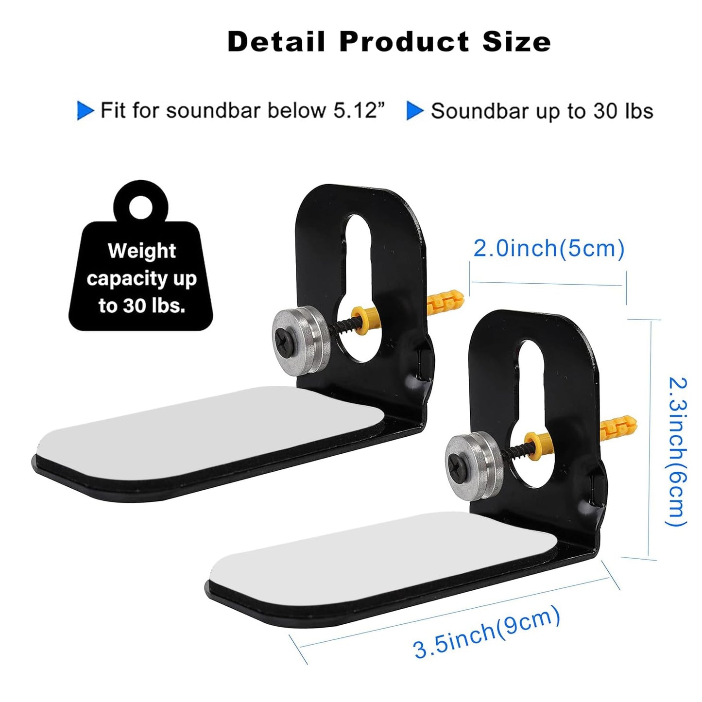 Suixing Sound Bar Mounts Universal Wall Mount Kit Mounting Bracket Compatible Most of Soundbars Wall Mount Brackets with Hardware Kit