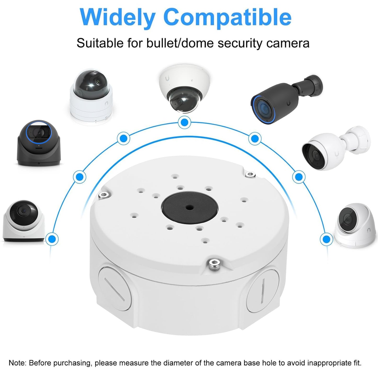 ohbet Junction Box Mount Compatible with Ubiquiti Camera Metal Junction Box Accessories for Unifi Dome Turret Bullet Cameras (G3,G4,G5, G6, AI,Pro)