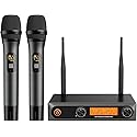 voijump Wireless Microphones, Dual UHF Wireless Microphone System with Professional Metal Handheld Dynamic Mics, 200ft Range for Karaoke, Singing, DJ