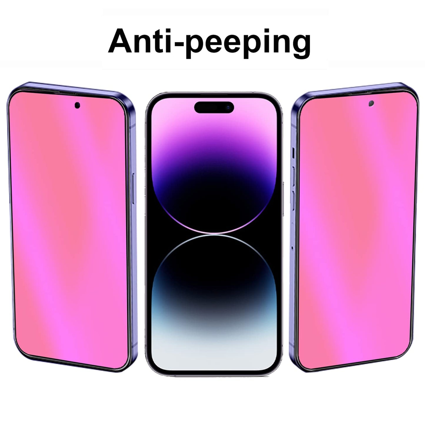 BWEDXEZ 2 Pack Anti-Blue Privacy Tempered Glass Suit for iPhone 14 Pro Mirror Anti-Spy Screen Protector Anti-Peeping Film Electroplated Gradient 9H