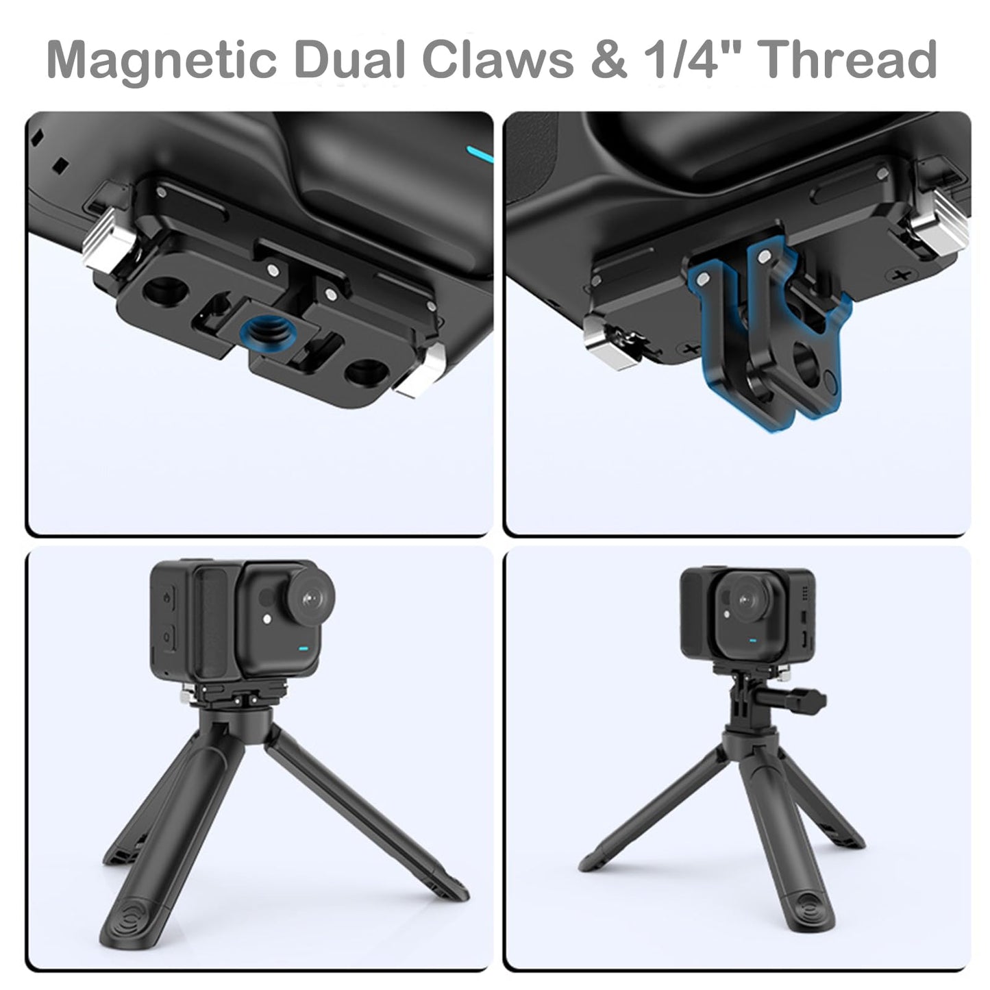 VEETALEE Magnetic Quick Release Mount for Insta360 GO Ultra, Aluminum Alloy Camera Stand Bracket Adapter Action Camera Accessories with 1/4 Thread