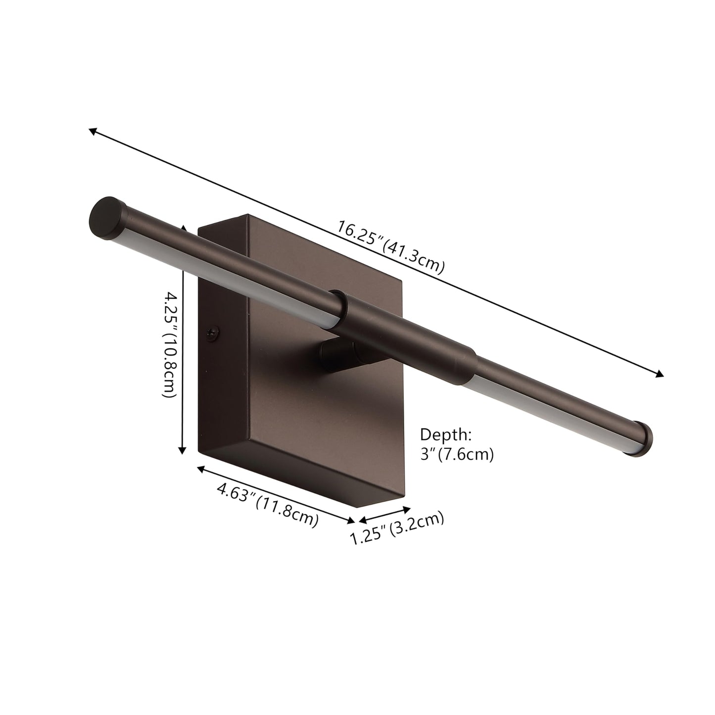 JONATHAN Y 16.25" Oil Rubbed Bronze Modern Dimmable Integrated LED Wall Sconce, Minimalist Adjustable Metal Vanity Light for Bathroom Mirror, Bedroom