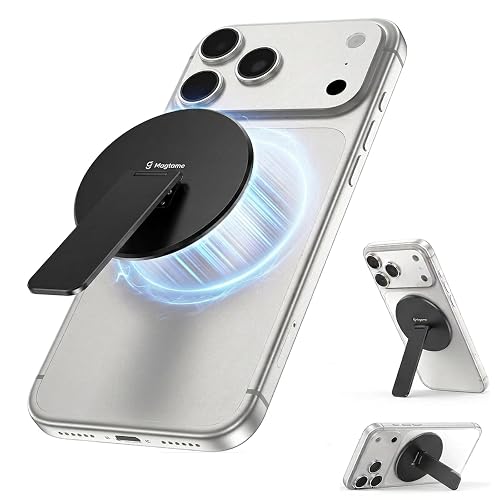 Magtame Magnetic Phone Stand Grip for Magsafe, Utral-Thin Snap-on Kickstand with Strong Magnetic Holder, 140° Adjustable for Hands-Free Travel, Work