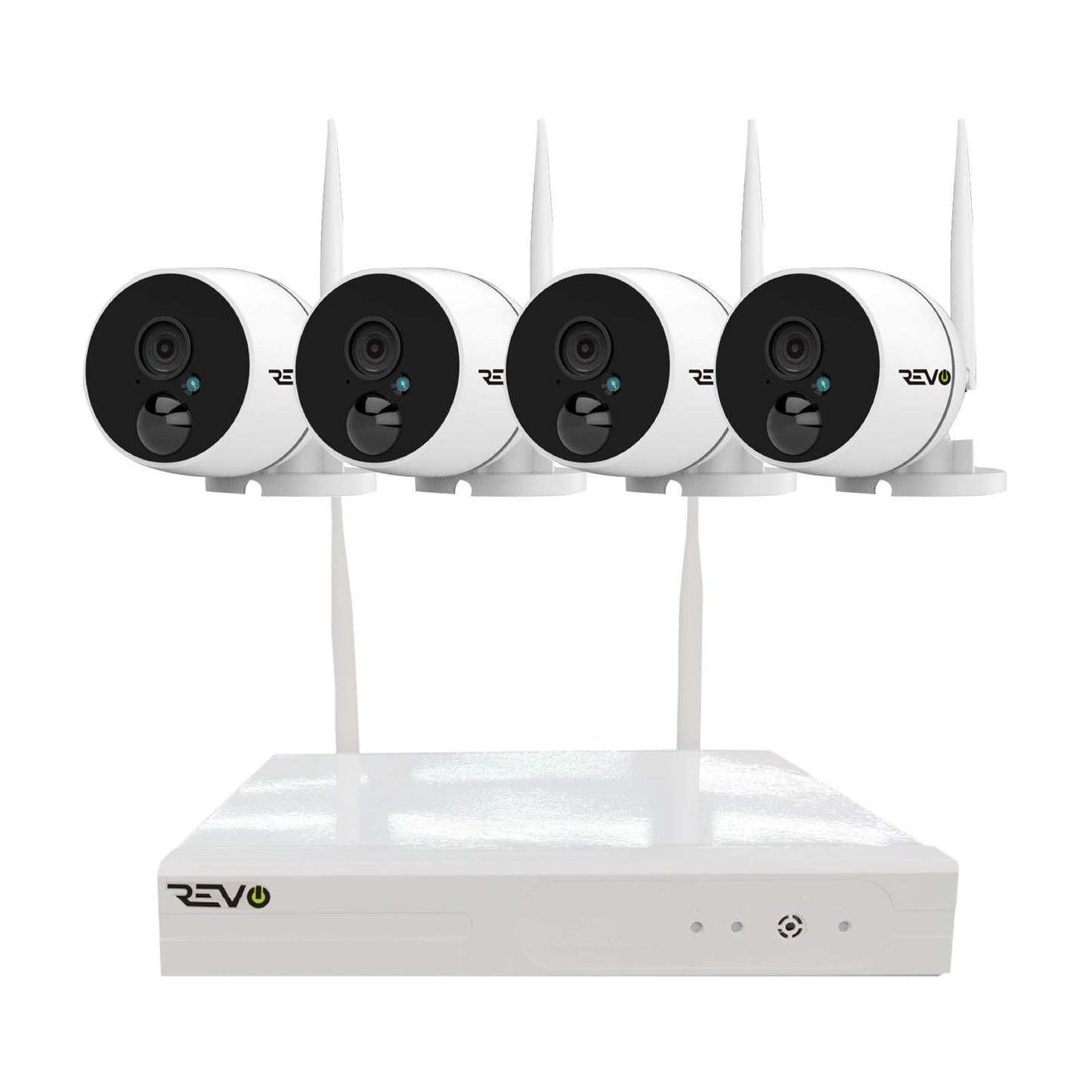 REVO America Wireless 4CH. Security System - 1TB Full-HD Wi-Fi NVR, 4 x 1080P Audio Capable Indoor/Outdoor Bullet Cameras with Built-in Pir - Remote