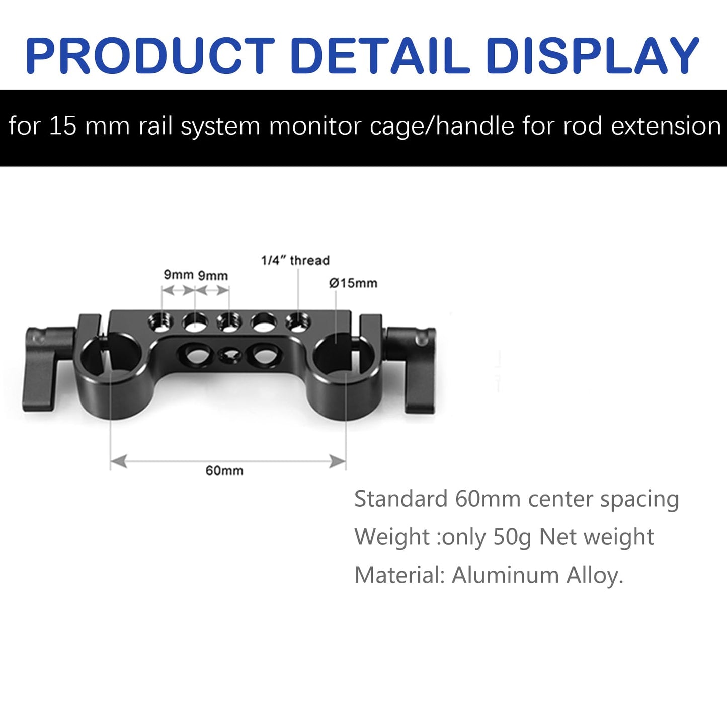NICEYRIG 15mm Rod Clamp with 1/4"-20 Standard Thread for Camera Shoulder Rig 15mm DSLR Camera Cage Rig