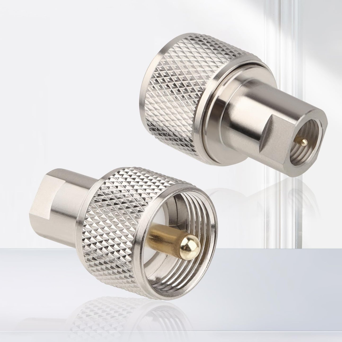 MOOKEERF 2 PCS FME Male to UHF PL-259 Male Adapter Connector Low Loss FME to PL259 Connector for CB Ham Radio Antenna