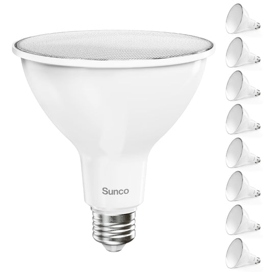 Sunco 8 Pack PAR38 LED Flood Light Bulb, 13W=100W, Dimmable, Waterproof