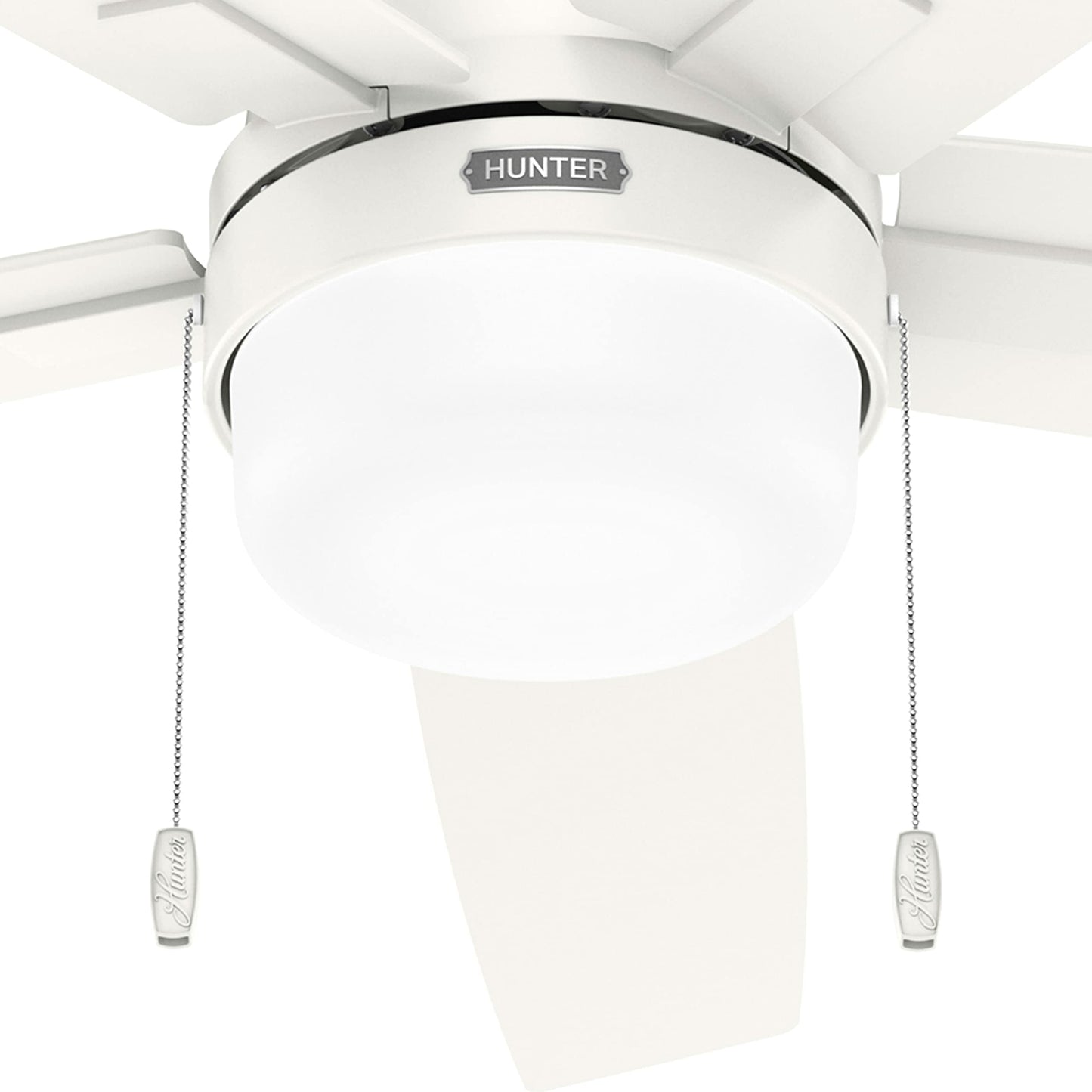 Hunter Fan 52 Inch Contemporary Fresh White Finish Indoor Ceiling Fan with LED Light Kit and Pull Chain (Renewed)